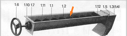 Шнек первичной аспирации К 527, К 547 (длинная цапфа, правый.): купить в Уфе